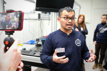 Dena Wibowo, research engineer, demonstrates the new facility (Photo: Malin Persson Mörk)